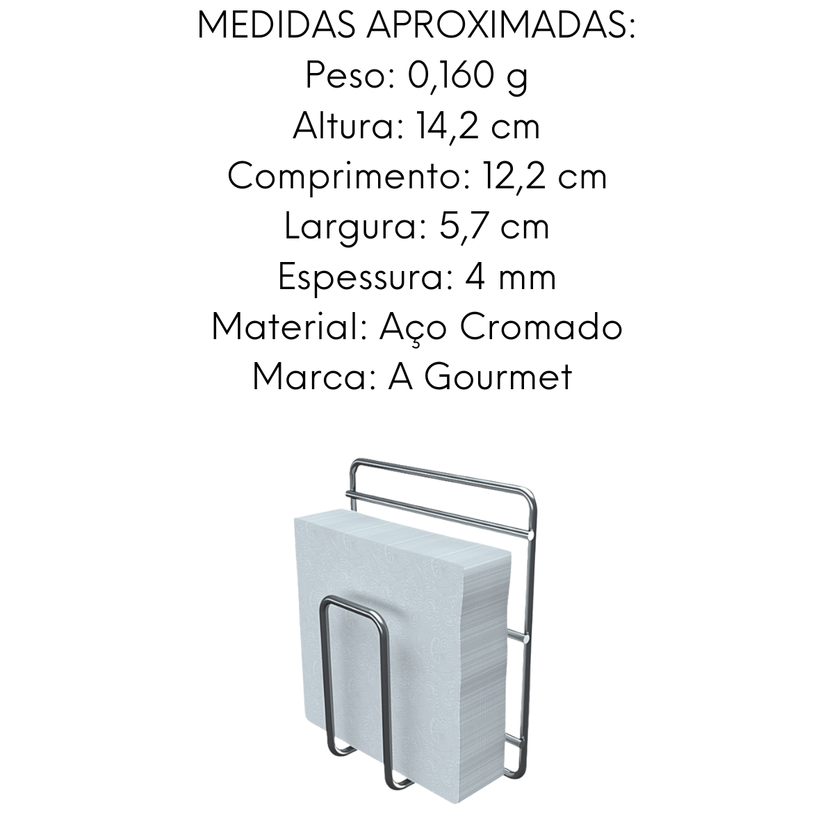 Porta Guardanapo Aramado Aço Cromado A Gourmet