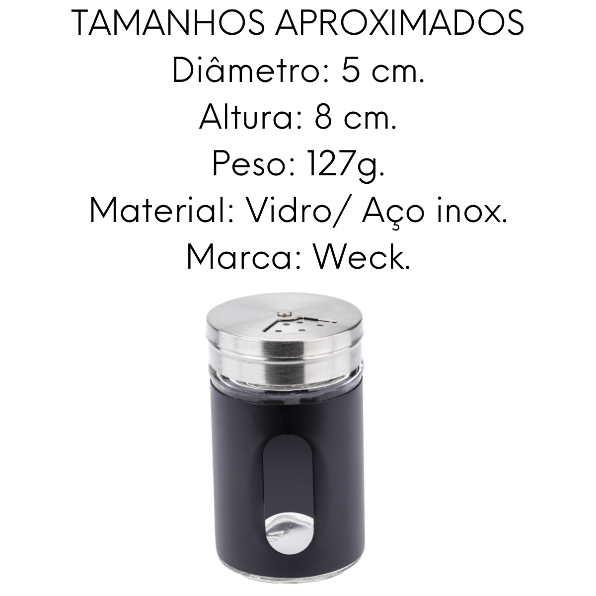 Porta Condimento em Vidro Preto A Gourmet
