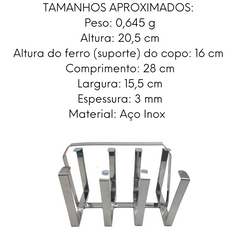 Suporte para 8 copos escorredor em aço inox A Gourmet