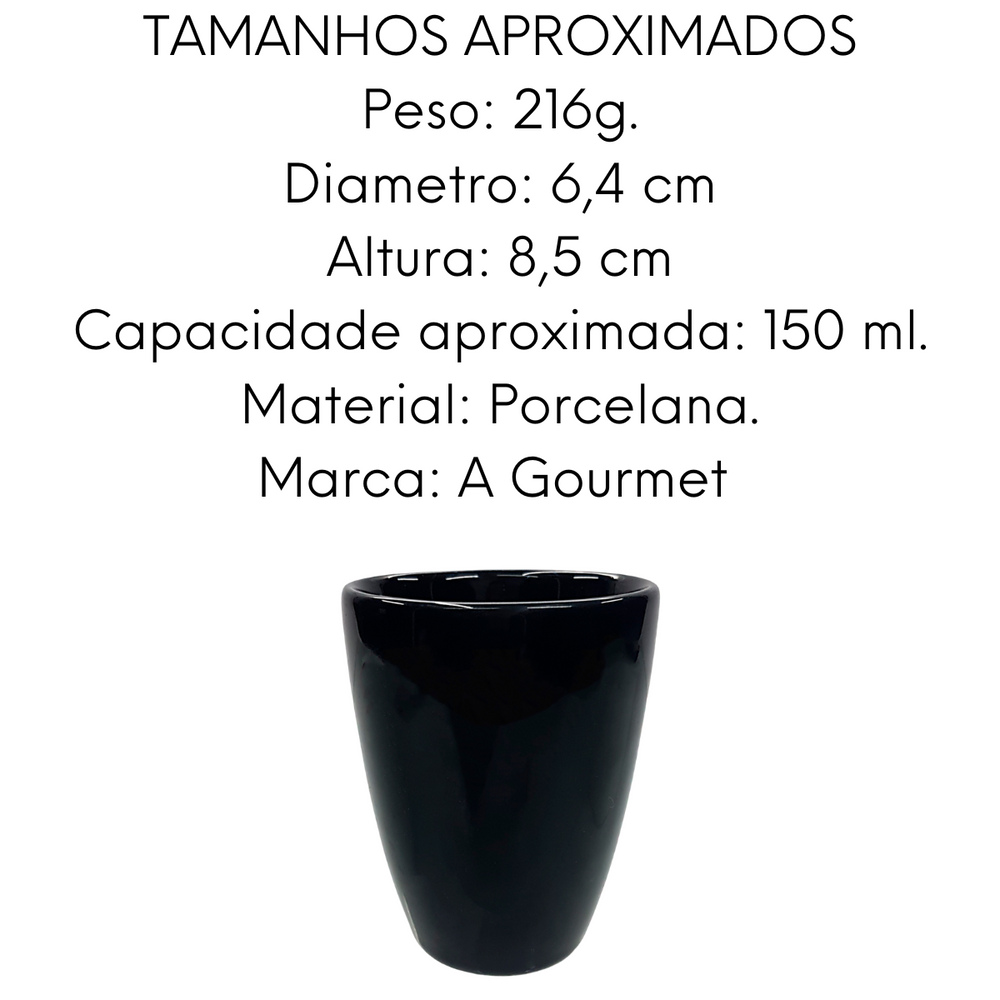 Copo Genova em Porcelana Preto 150ml BelaVista