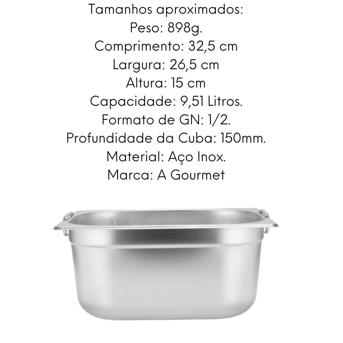 Cuba Gastronomica Aço inox 201 GN 1/2 150mm Gourmet Mix