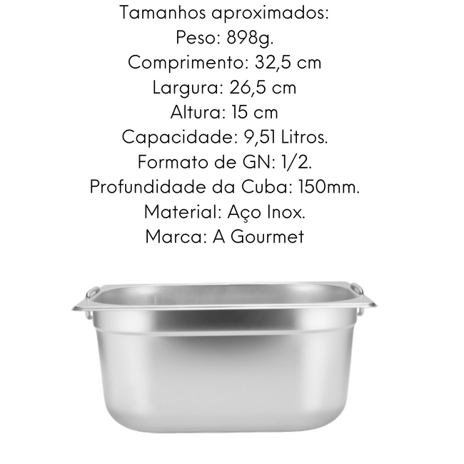 Cuba Gastronomica Aço inox 201 GN 1/2 150mm Main Image