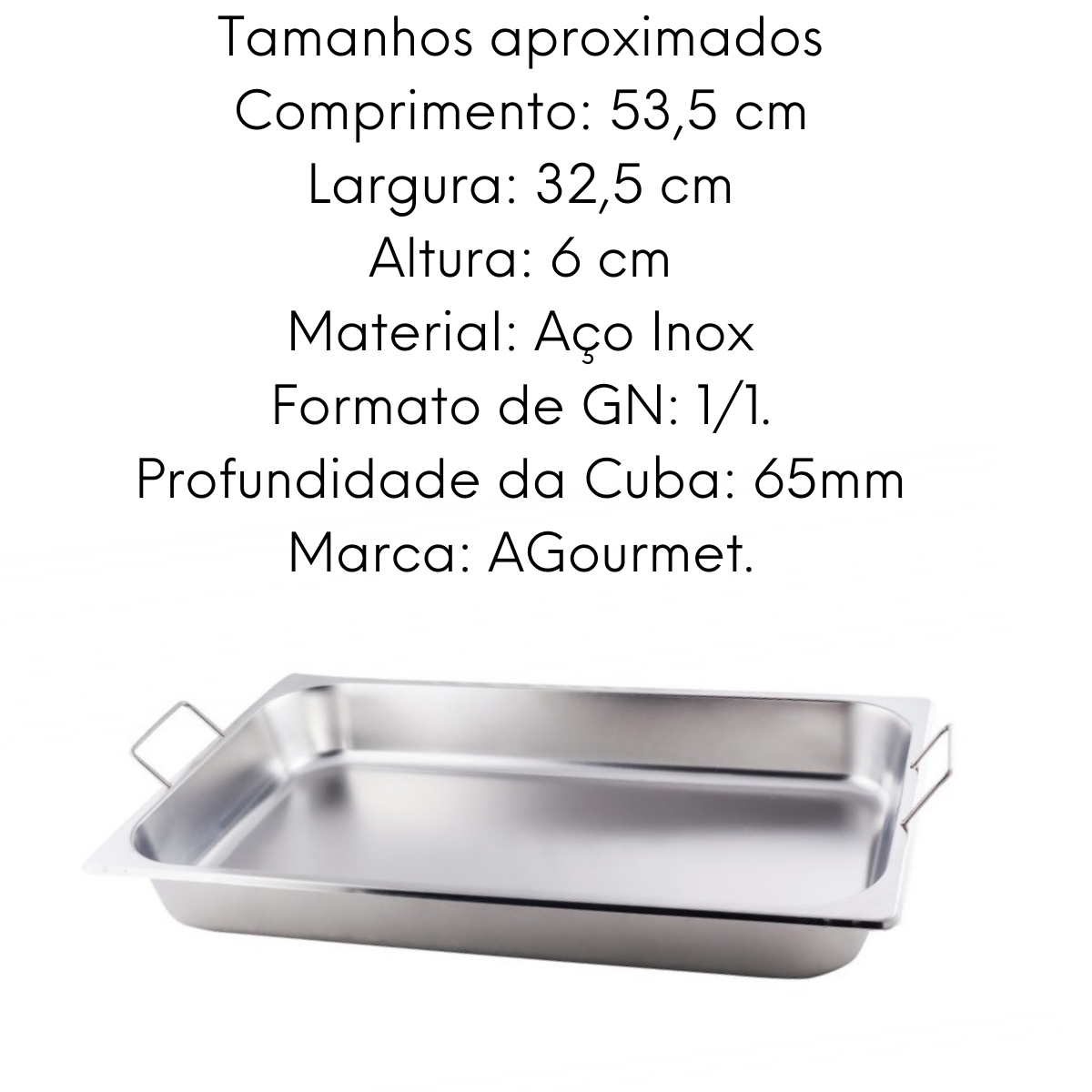 Cuba Gastronómica C/ Alça em Aço Inox 1/1 GN 65mm Cheff Line