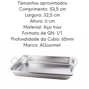 Cuba Gastronómica C/ Alça em Aço Inox 1/1 GN 65mm Cheff Line
