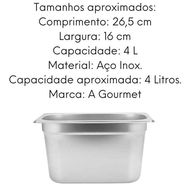 Cuba Gastronomica S/ Alça em Aço Inox 201 GN 1/4 150mm 4L Main Image