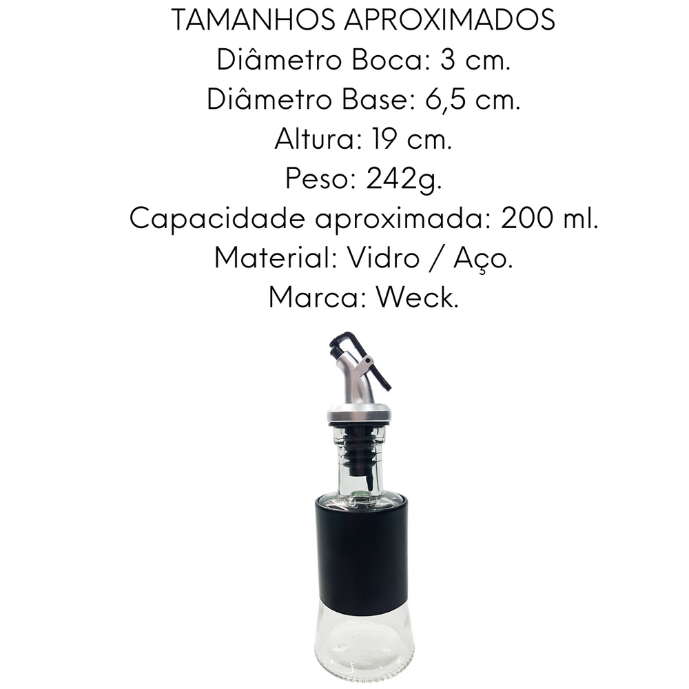 Galheteiro em Vidro e Aço Pintado 200ml Preto Weck