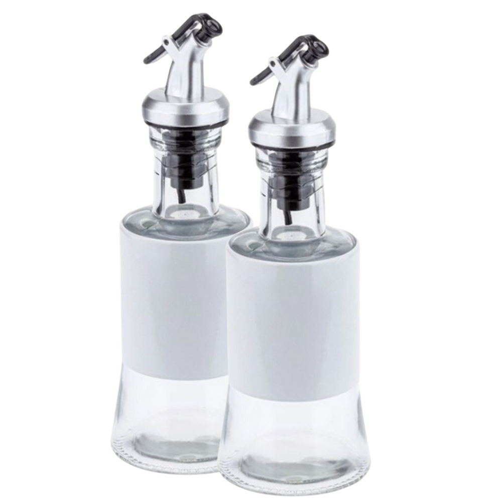 Galheteiro de Vidro e Aço Pintado Branco 200ml Weck