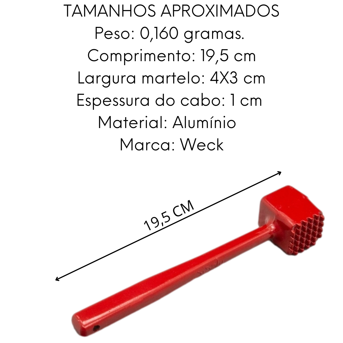 Martelo de Carne em Aluminio Vermelho Weck