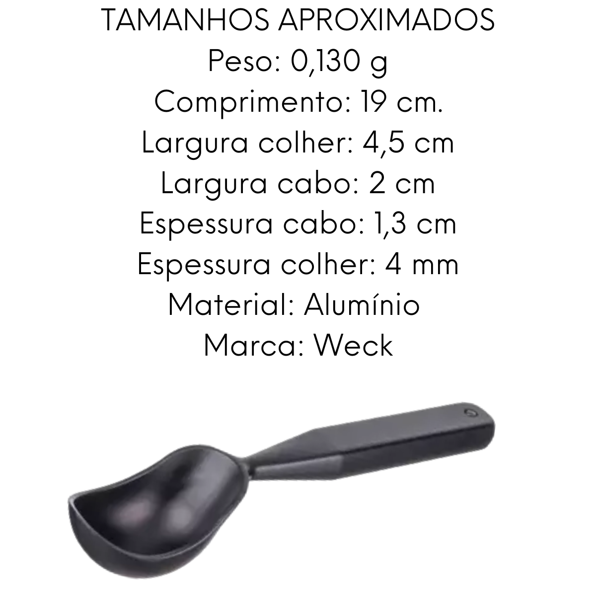 Colher de Sorvete Preta em Aço Inox Weck