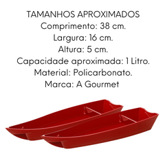 Barca Para Sushi Vermelha de Policarbonato 38cm - A Gourmet