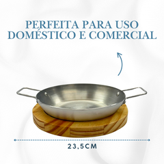 Tábua De Madeira Com Frigideira Pergaminho 16cm Porção - A Gourmet