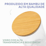 Pote Vidro Tampa Bambu 1,2Litros