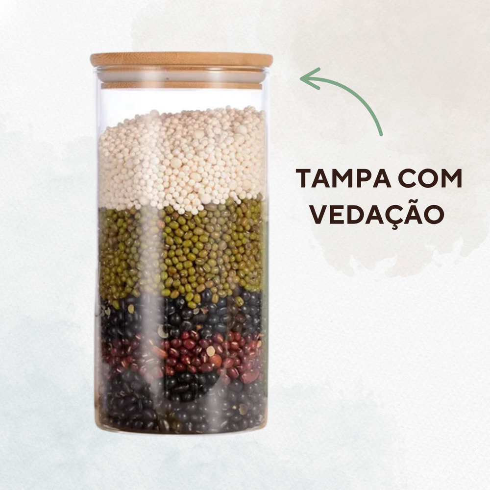 Pote Redondo Com Tampa Bambu - A Gourmet