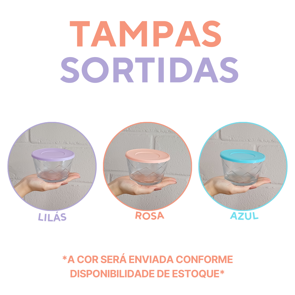 Tigela Vidro 670ml Tampa Sortida