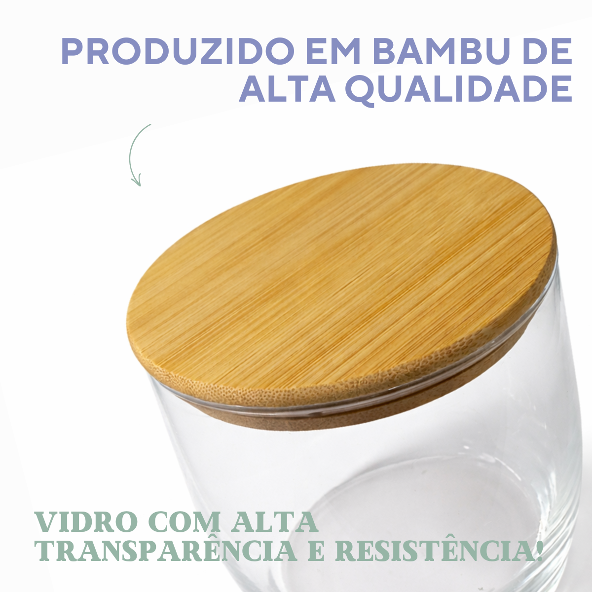 Pote Vidro Tampa Bambu 540ml
