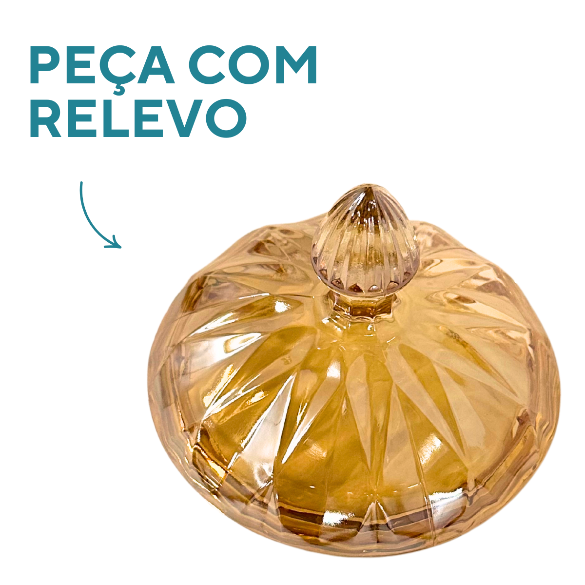 Potiche bomboniere ambar vidro diamond