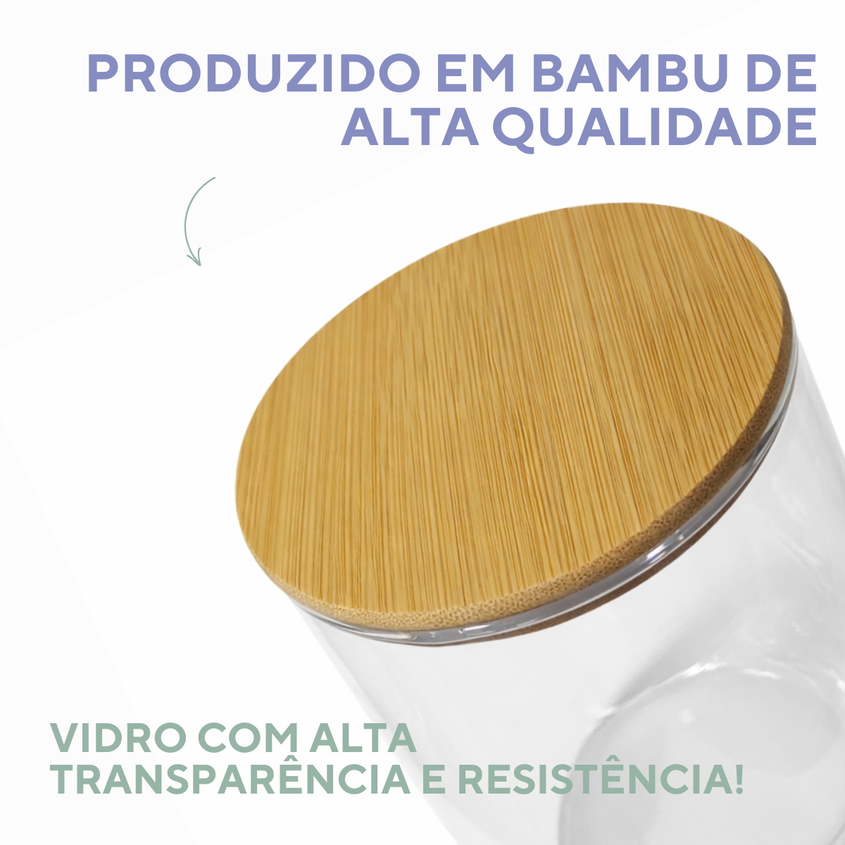 Pote Vidro Tampa Bambu 750ml