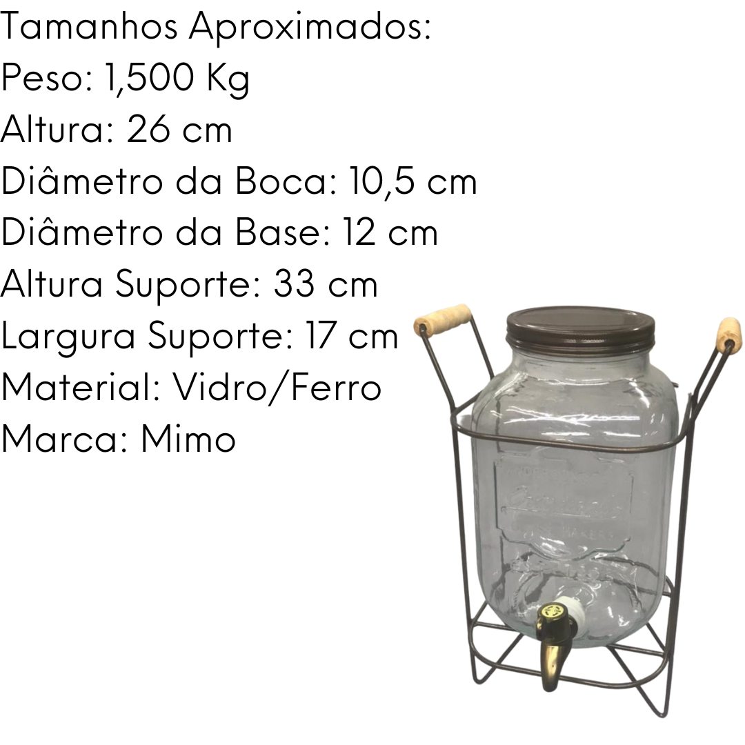 Suqueira Fashion 4 L C/ Suporte e Torneira Mimo Style
