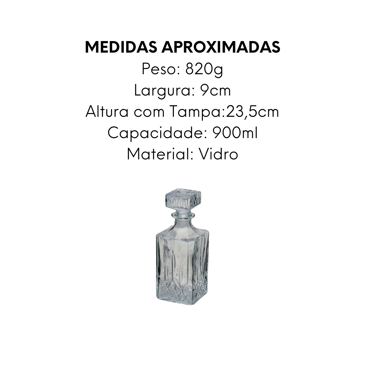 Garrafa de Whisky em Vidro 900ml Mimo Style