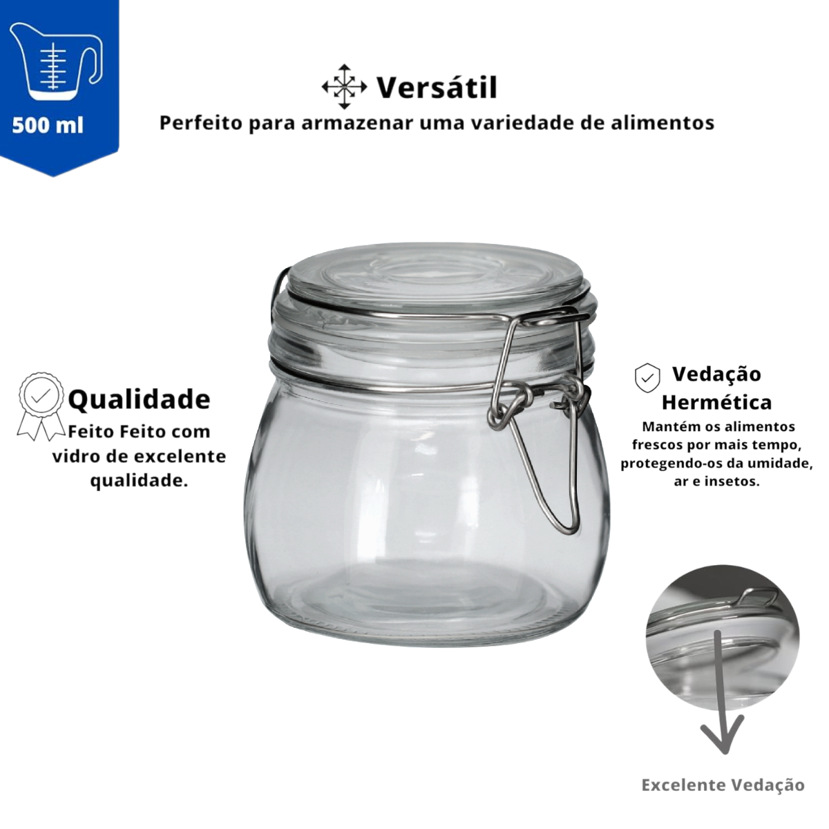 Pote Hermético Vidro 500ml