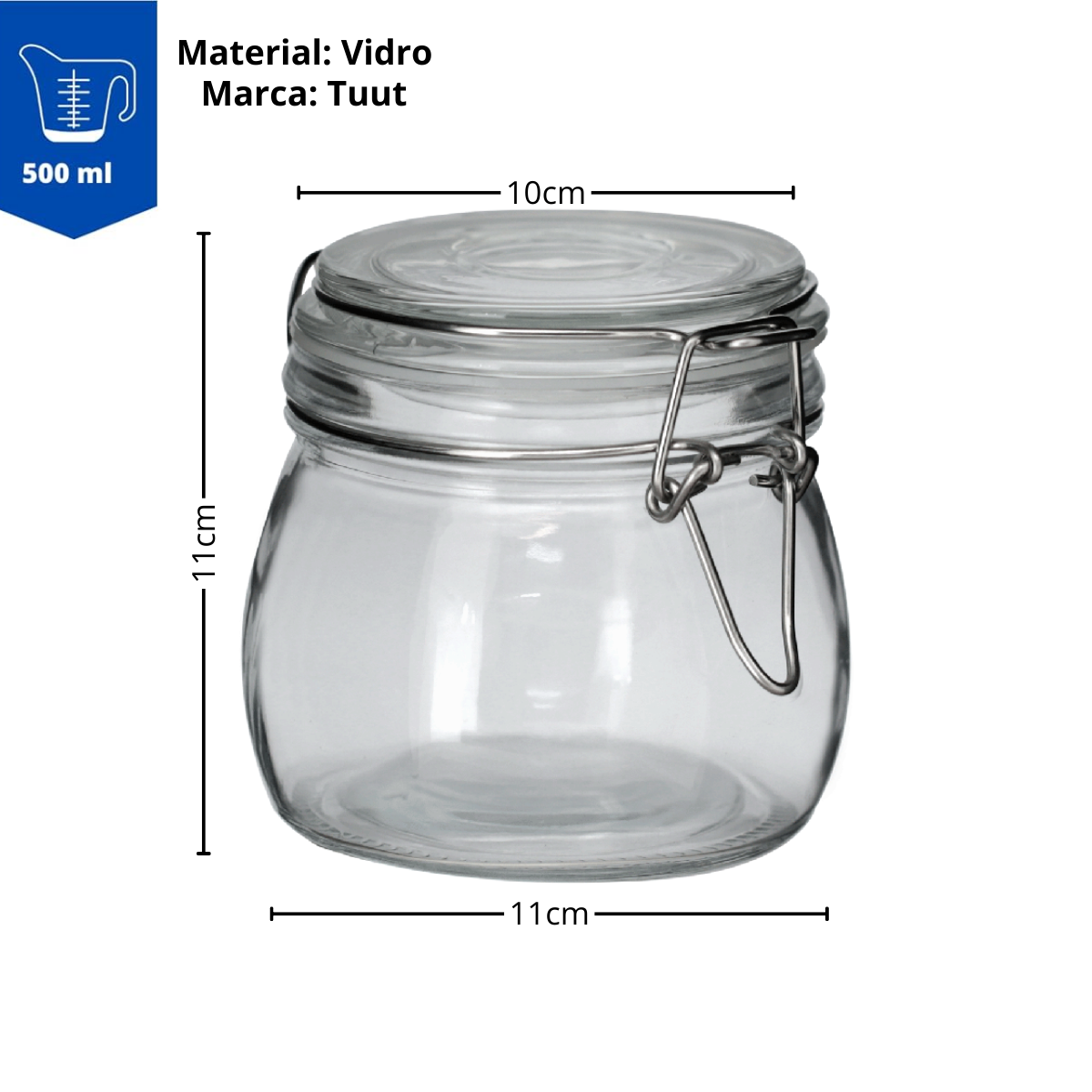 Pote Hermético Vidro 500ml