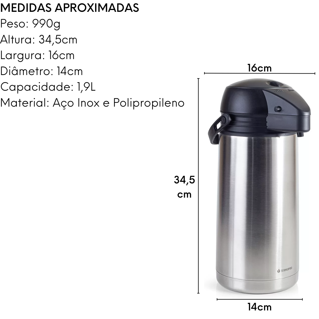 Garrafa Térmica Inox Basic 1,9L Gourmet Mix