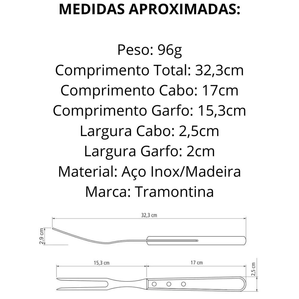Garfo Trinchante de Aço Inox Polywood - A Gourmet