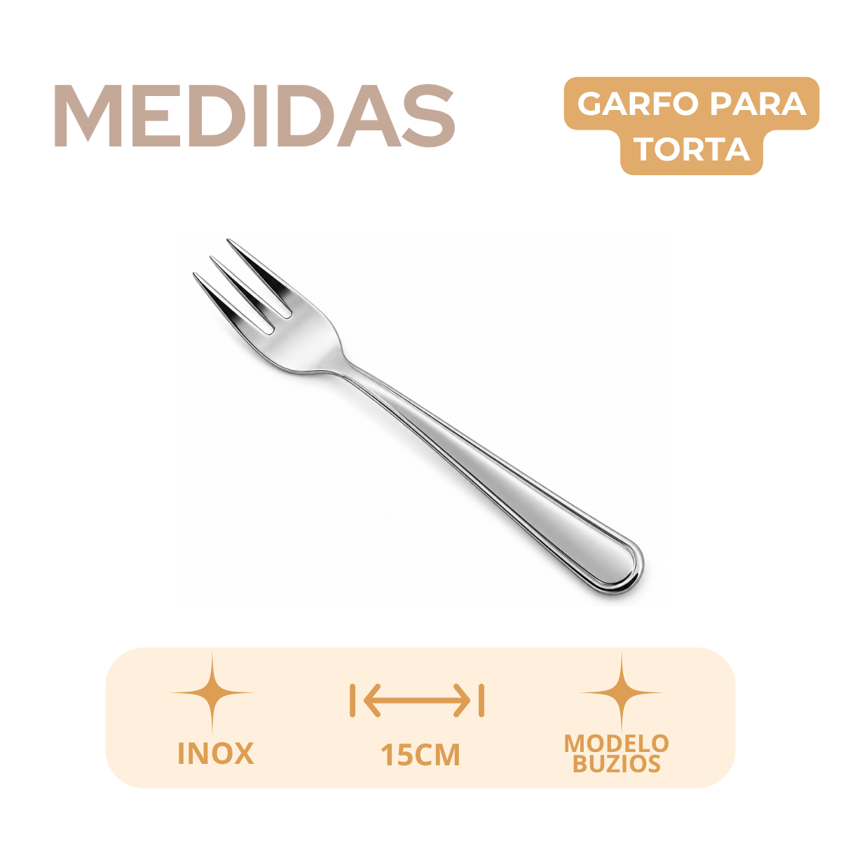 Garfo Para Torta Búzios 15cm