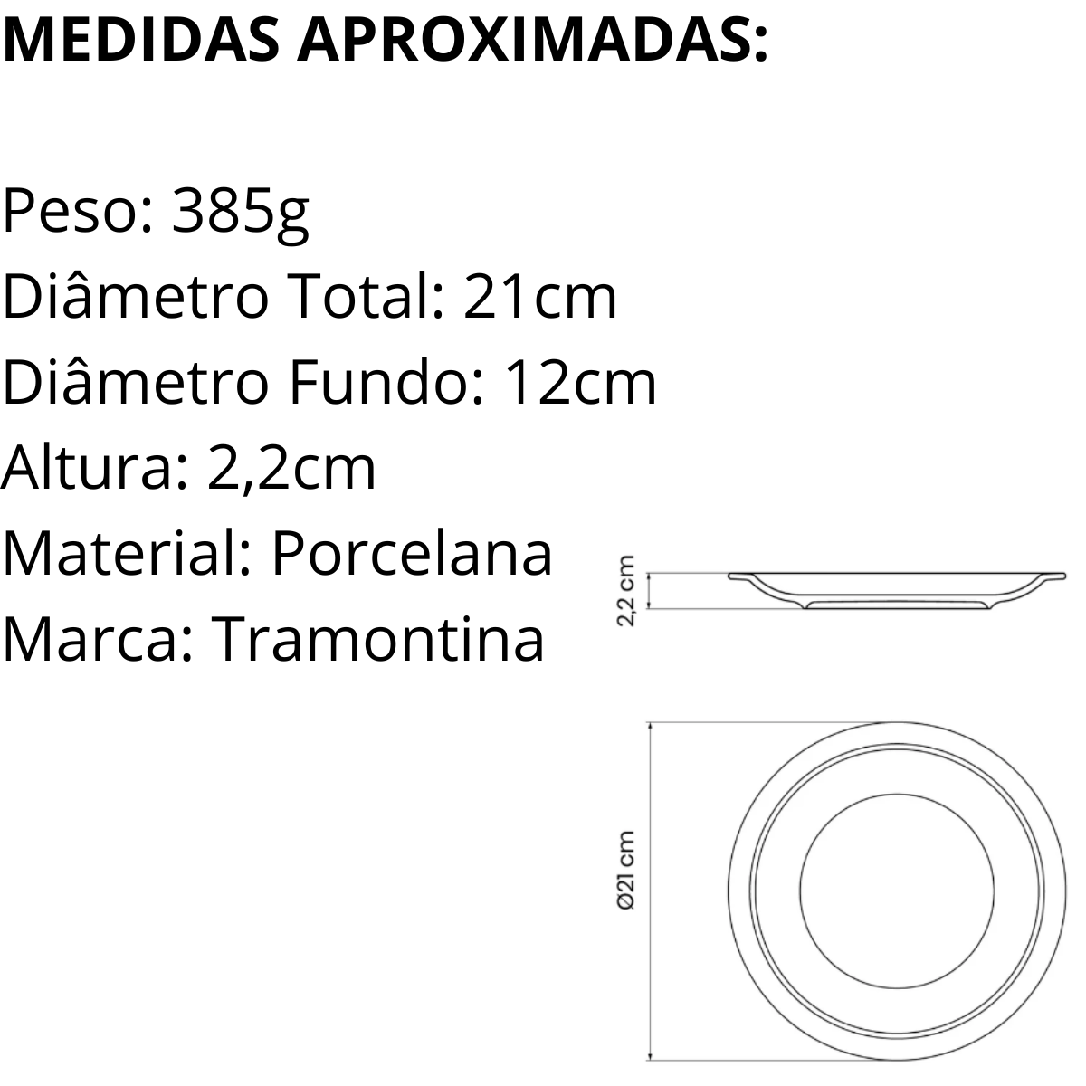 Prato Sobremesa 21cm Tramontina