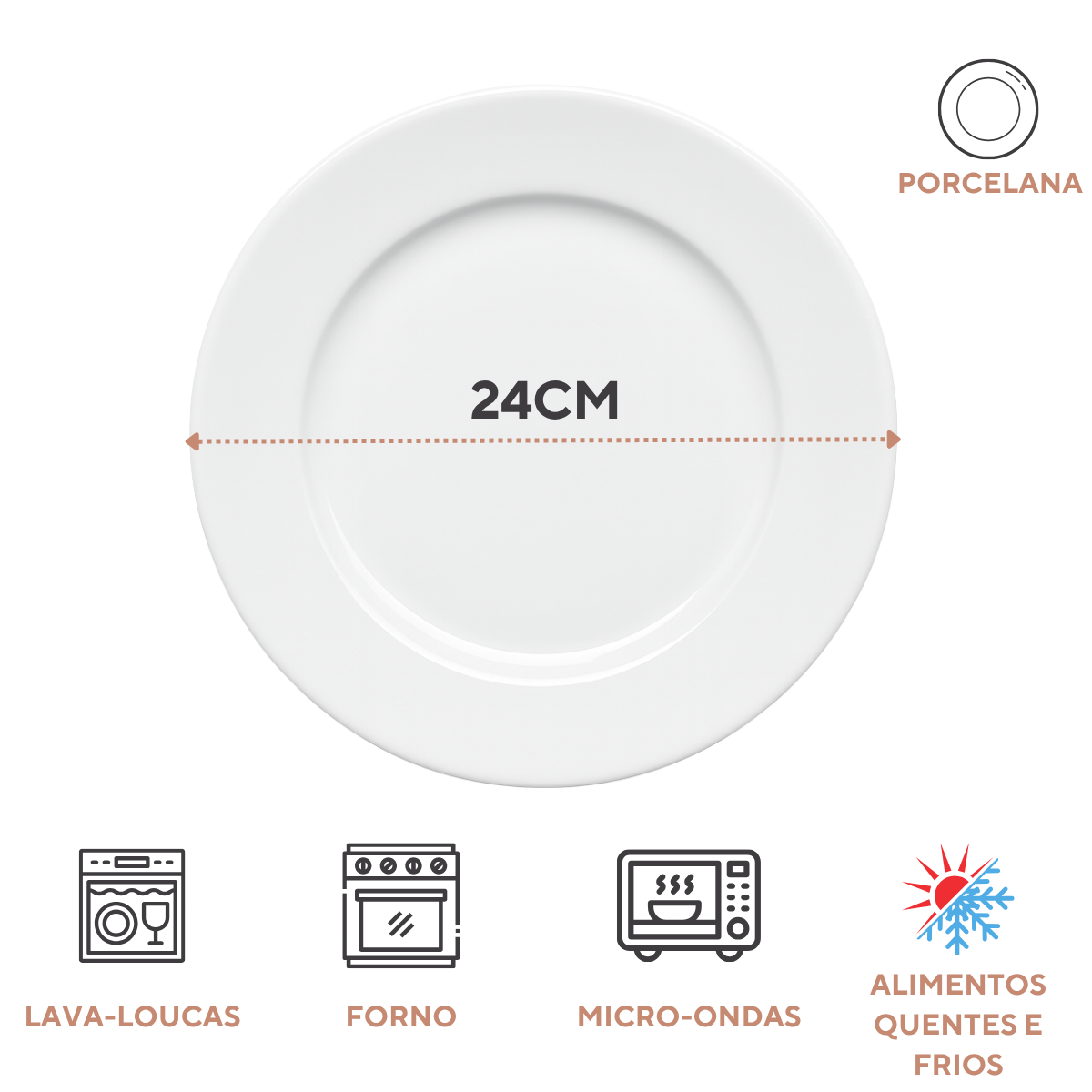 Prato de Porcelana Branca Tramontina 24cm