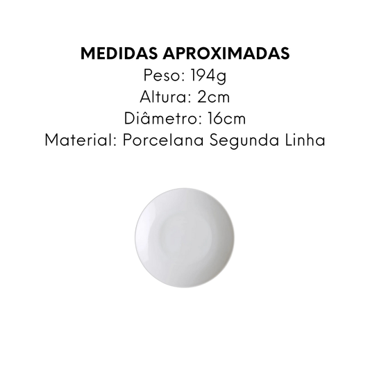 Prato Pão de Porcelana Cupe Segunda Linha 16cm