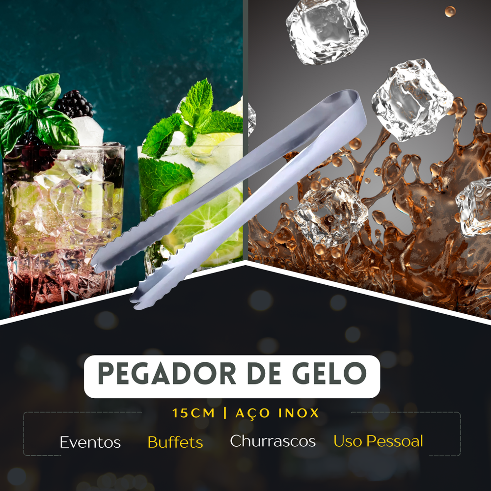 Pegador de Gelo Aço Inox 15cm - A Gourmet