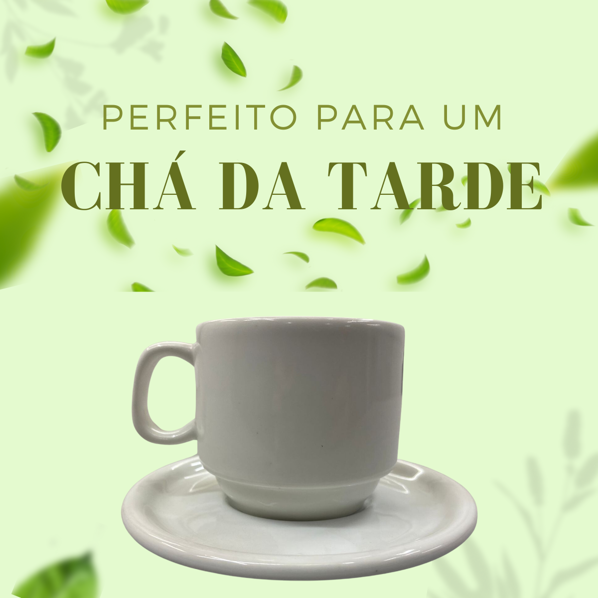 Xicara de Chá Com Pires 210ml em Porcelana ATLAS