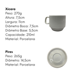 Xicara de Chá Com Pires 210ml em Porcelana ATLAS