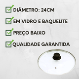 Tampa de Vidro 24cm Cabo Baquelite - A Gourmet