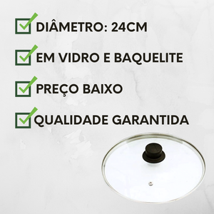 Tampa de Vidro 24cm Cabo Baquelite - A Gourmet