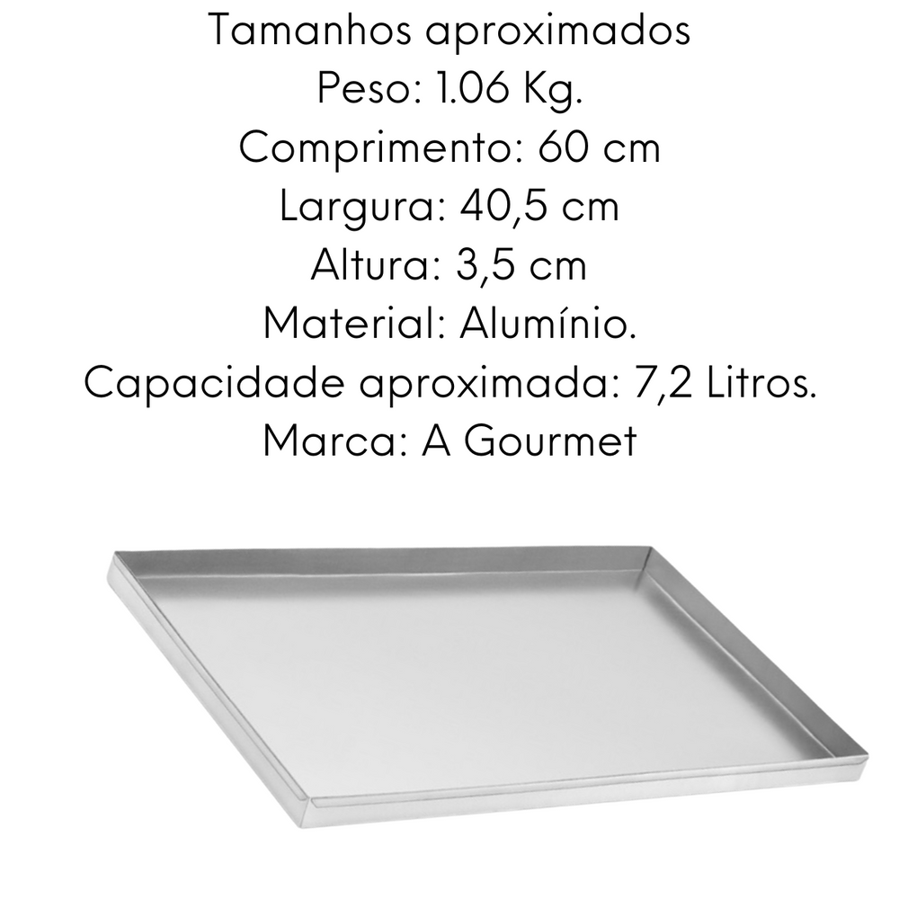 Assadeira Com Dobra Retangular em Aluminio 60cm ABC