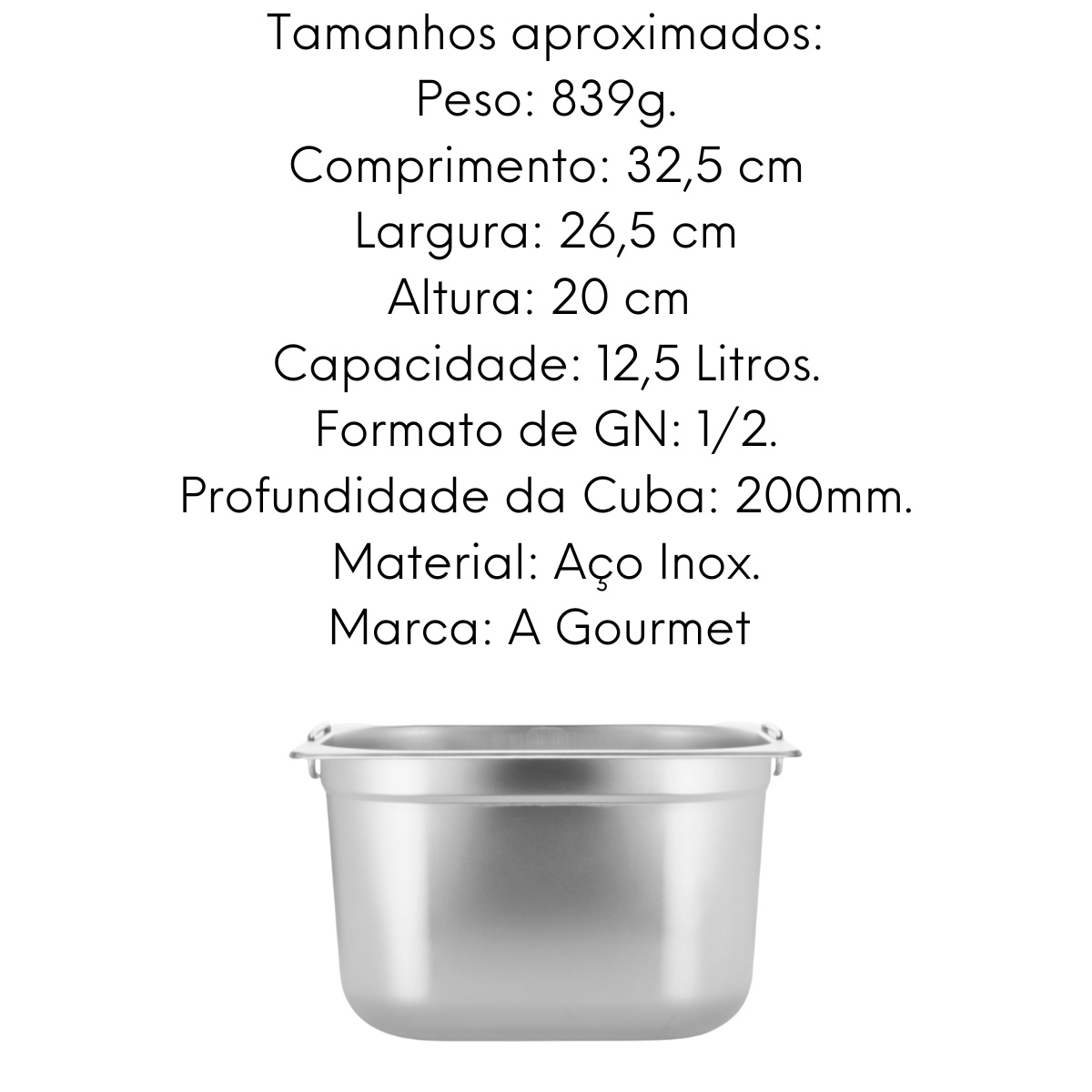 Cuba GN 1/2 em Aço Inox 201 Gourmet Mix
