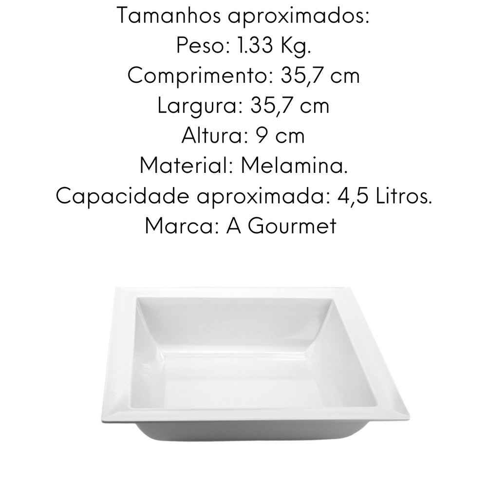 Tigela Saladeira quadrada melamina 4,5L Gourmet Mix
