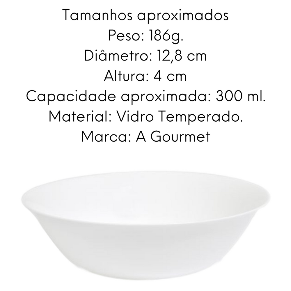Tigela Redonda 300ml Premium em Vidro Temperado Original