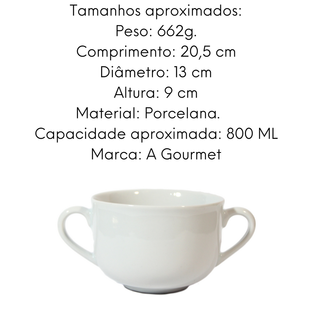 Consume de Porcelana S/ Pires Dois Cabos 800ml BelaVista