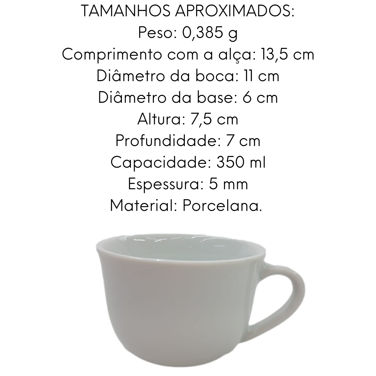Xicara Consume Pequena S/ Pires Com 1 Alça Porcelana BelaVista