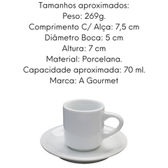 Xicara de Café Hotel em Porcelana C/ Pires 70ml BelaVista