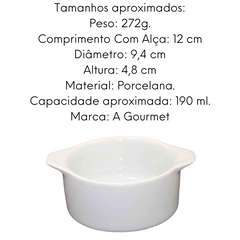 Ramequim de Porcelana Com Alça 190ml