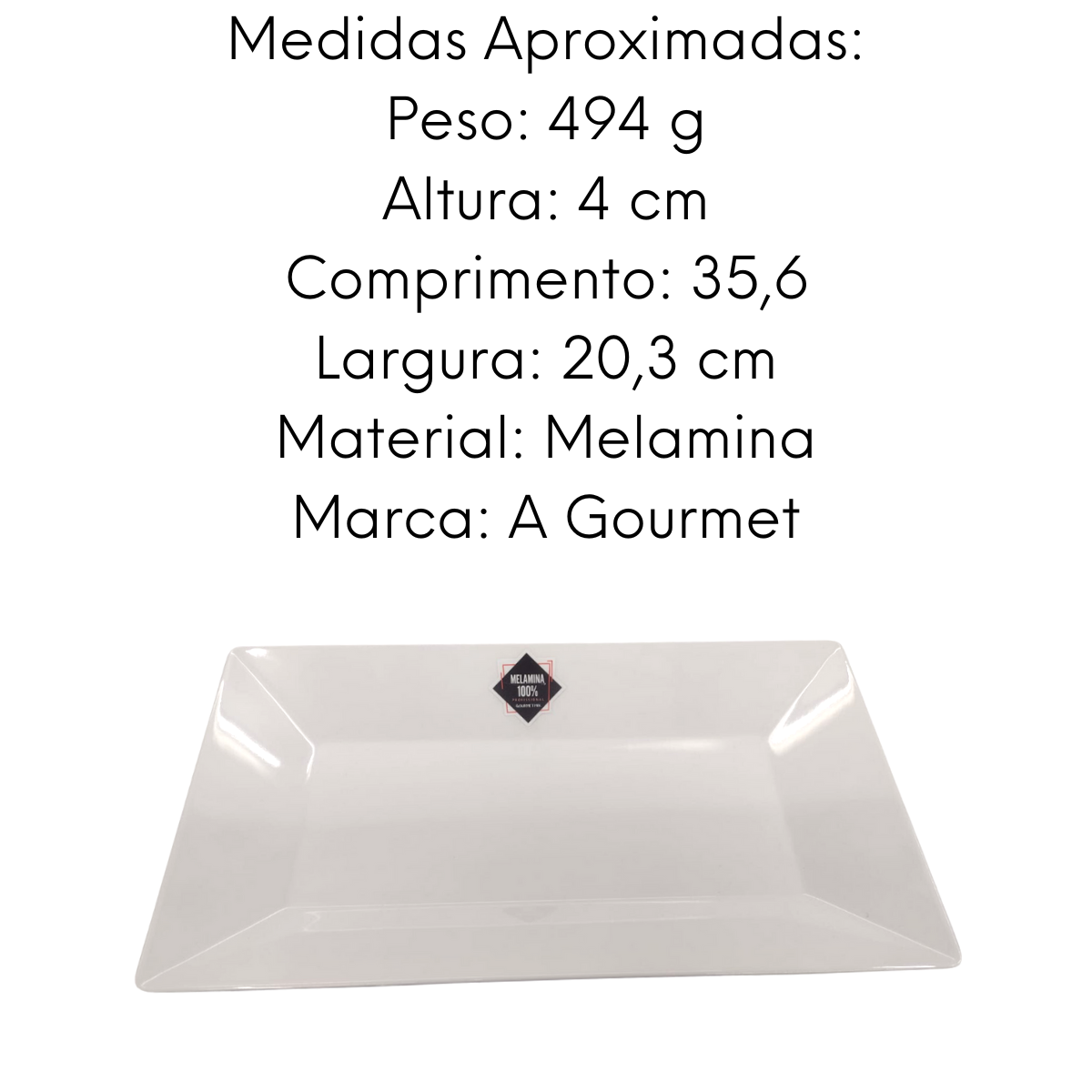Prato Retangular melamina 35cm Gourmet Mix