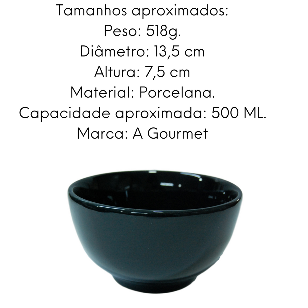 Tigela em Porcelana Japonesa Preta 500ml BelaVista