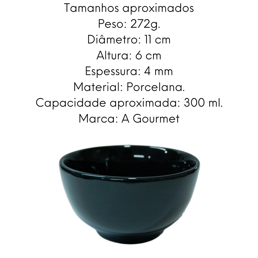 Tigela em Porcelana Japonesa Preta 300ml BelaVista