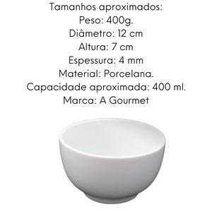 Tigela em Porcelana Branca Com 400ml BelaVista