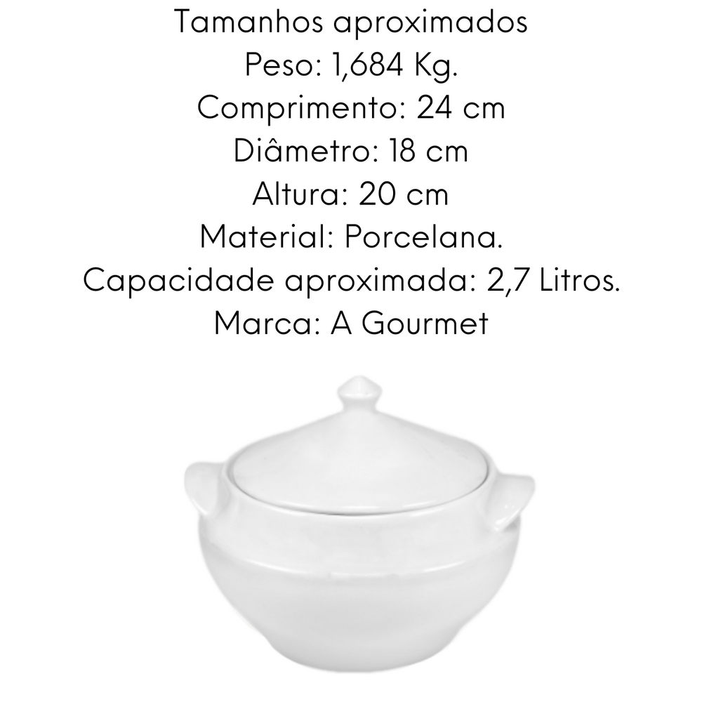 Sopeira Lisa em Porcelana Com 2,7L BelaVista