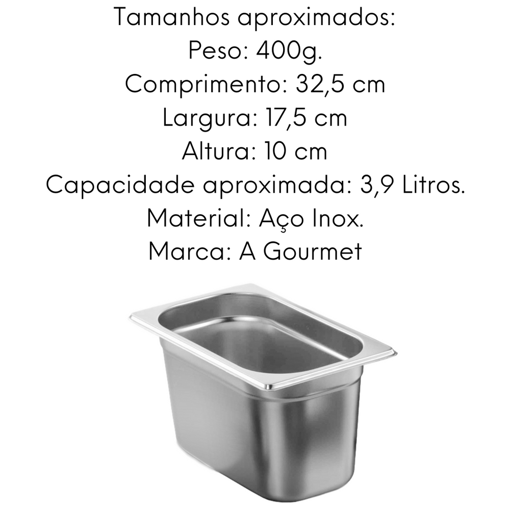 Cuba 1/3 100mm Aço Inoxidável 3,9L KeHome